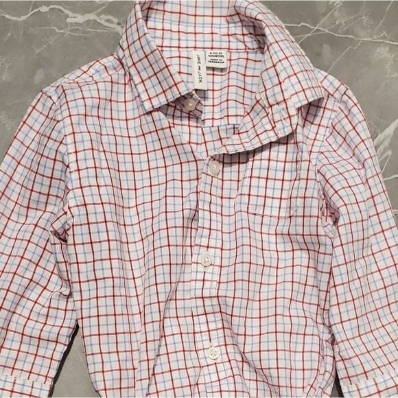 Janie and Jack Baby Boy Plaid Button-Up Bodysuit Shirt 6-12 Months - Picture 2 of 3